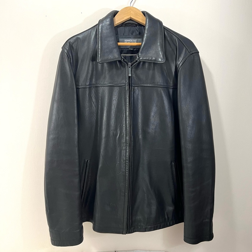 Kenneth Cole Reaction Men’s Black Leather Jacket Large
